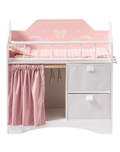 Baby Doll Crib, Wooden Doll Bed, Toy Baby Crib with Storage, Bedding, and Woo... - Picture 1 of 9