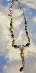 Collar Nicky Butler NB Plata Esterlina Amatista Granate Citrino Peridoto Gota Y - Imagen 1 de 6