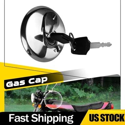 Universal Motorcycle Gas Lid Motorbike Fuel Tank Cap Cover With 2 Keys Lock Set - Image 1 of 4