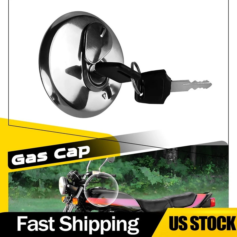 Universal Motorcycle Gas Lid Motorbike Fuel Tank Cap Cover With 2 Keys Lock Set - Image 1 of 4