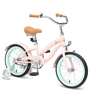  Girls Beach Cruiser Bike for Coral Pink 18" With Training Wheels & Kickstand - Picture 1 of 6