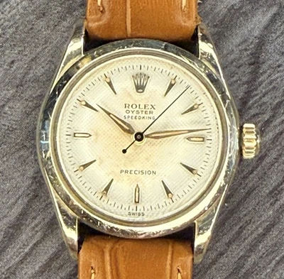 RARO 1956 Rolex Oyster Speedking Precisión 30 mm 6418 Rollo Oro Reloj Manual Foto 1 de 4