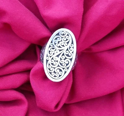  Anillo de silla de montar LOIS HILL Journey firma 925 estampado pesado Gemma Teller talla 9ish Foto 1 de 4