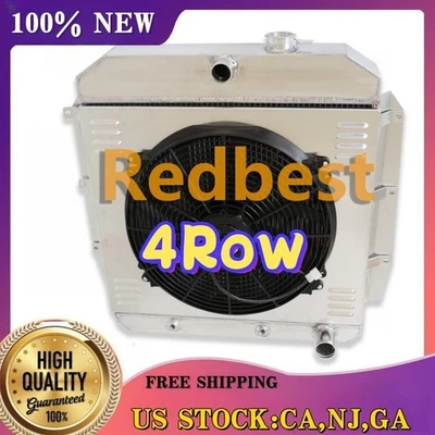 Radiador y ventilador de 4 filas para camioneta Chevy/Chevrolet GMC camioneta 1955 1956 1957 1959 Foto 1 de 4