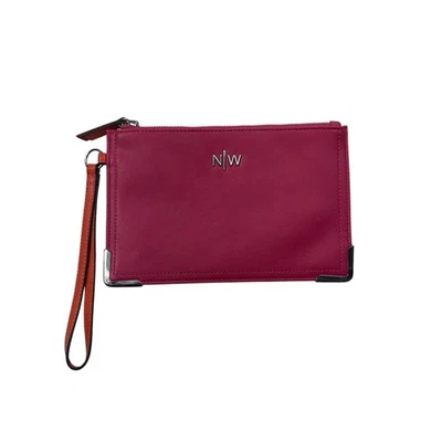 Nine West Caliente Rosa Naranja Bloque de Color Cremallera Superior Correa de Muñeca Muñequera Bolso Cartera Foto 1 de 4