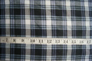3+ Yards Black White Blue Plaid Homespun  Fabric 125" X 36" - Picture 1 of 1