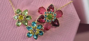 Swarovski Idyllia Necklace Multicolour Crystal Flowers Gold Tone + Box Bag - Picture 1 of 15