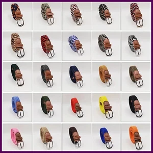 100cm Stretch Canvas Leder Gürtel für Männer Frauen Freizeit Gestrickt Gewebt Militär - Bild 1 von 46