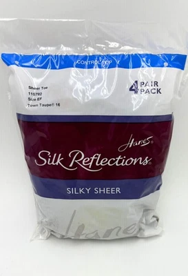 Hanes Silk Reflections Silky Sheer Control Top Sheer Toe 4 PACK EF Taupe 115782 - Image 1 of 2