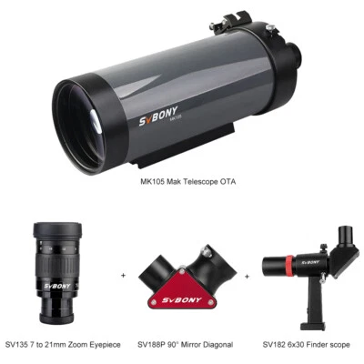 SVBONY MK105 Astronomical Telescope OTA +Zoom Eyepiece+Finder scope+90° Diagonal - Image 1 of 4