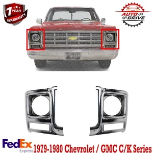 Headlight Door Set For 79-80 Chevy C10 Full-Size Pickup Chrome and dark argent - Picture 1 of 13