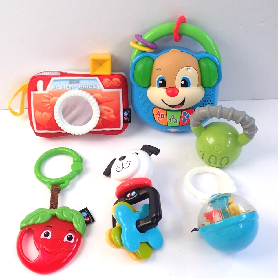 Fisher-Price Toy Lot of 6 Toys with Sing & Learn Sing Puppy & Crinkle Camera - Image 1 of 4