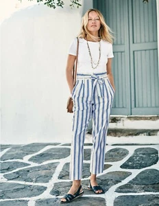 BODEN LADIES St Ives Paperbag Pants Cobalt Stripe T0287 RRP £70 SIZE UK 14R