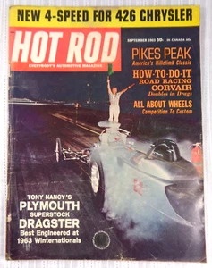 SEPTEMBER 1963 HOT ROD MAGAZIN - Pikes Peak Corvair Chrysler Plymouth Dragster - Bild 1 von 4