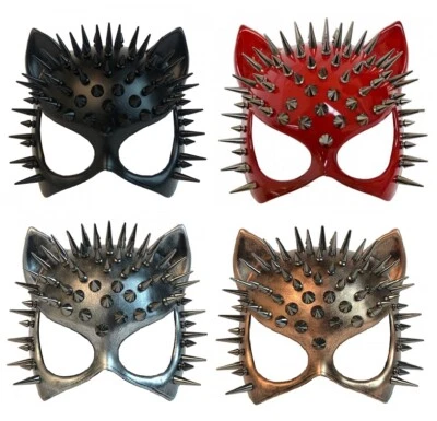 Steampunk Spike Cat Woman Masquerade Mask Cosplay Halloween Party Mask Costume  - Image 1 of 2