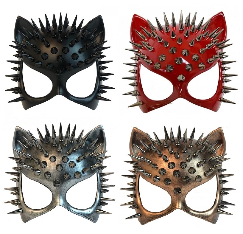 Steampunk Spike Cat Woman Masquerade Mask Cosplay Halloween Party Mask Costume  - Image 1 of 2