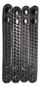 Leder schwarz Druckknopf Korb-Gewebe Halter Schlaufen (4er Set) für Polizei Dienst Gürtel - Bild 1 von 1