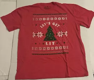 Men’s Let's Get Lit Christmas Tee by Rail Red T-shirt Sz XXL NWT - Picture 1 of 3