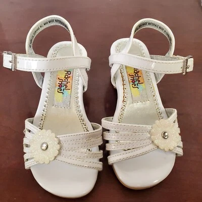 Infants Toddler Rachel Dress Shoes Size 6 White Wedge With Sparkle Flower - Image 1 of 4