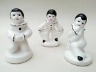 3 x Vintage 1980s Small Pierrot Clown Ceramic Figurines