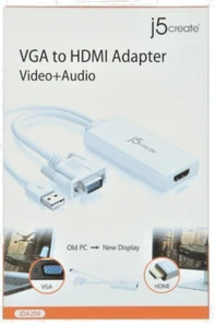 J5 Create VGA To HDMI Video + Audio Adapter White JDA204 - Picture 1 of 7