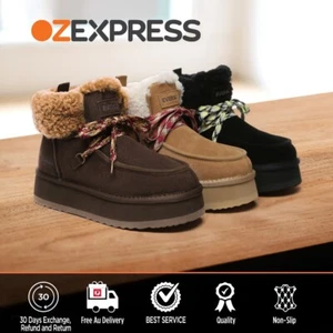 EVERAU® UGG Boots Women Australia Genuine Sheepskin Wool Platform Nonslip Honour - Picture 1 of 60