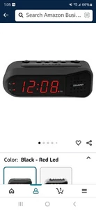 SHARP Digital Alarm Clock – Black Case with Red LEDs - Ascending Alarm Grows - Picture 1 of 4