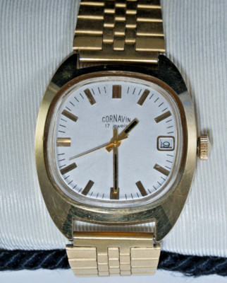 Vintage USSR CORNAVIN 40mm Watch, w/Date, 17 ...