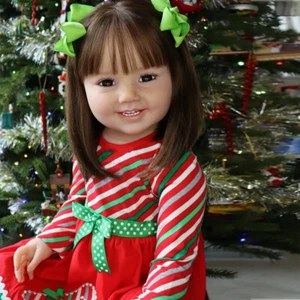 Cammi 28'' Reborn Baby Doll Finished Toddler Girl Cloth Body Long Brown Hair Toy - Picture 1 of 4