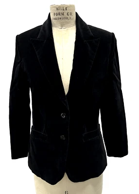 Blazer vintage de terciopelo negro con solapa en pico para mujer Foto 1 de 4