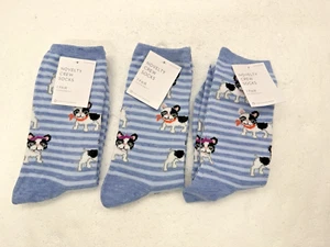 3 pares de calcetines para mujer de novedad azul Bulldog francés perro ¡ENVÍO RÁPIDO! - Imagen 1 de 5