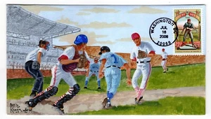 #4341 Baseball 2008 Take Me Out FDC - Hand Painted Art Kober Artist ONLY #11/22 - Picture 1 of 2