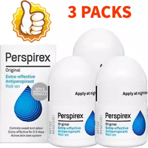 3 PACKS Perspirex Anti-transpirant Roll-On Confort Contrôle Original Sweat + Odeur - - Photo 1/10