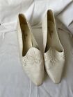 Vintage Bridal Shoes The Bridal Collection Cream Raw Silk & Embroidery 