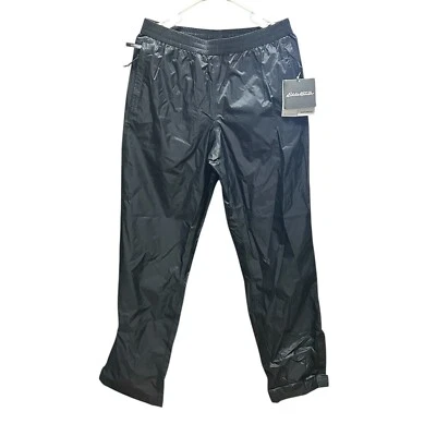 Eddie Bauer Rain Pants Packable Lightweight Water Resistant Black Mens Size S - Image 1 of 4