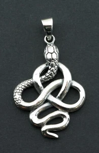 Pendentif  Serpent enlacé en Argent massif  925 de 7.5 gr.  Noeud infini  # 5240 - Foto 1 di 3