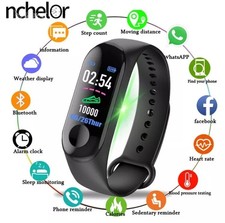 HD Screen Fitness Tracker Bracelet IP68 waterproof Heartrate Blood Pressure Chec