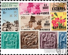 Katanga : 10 francobolli diversi Collezione