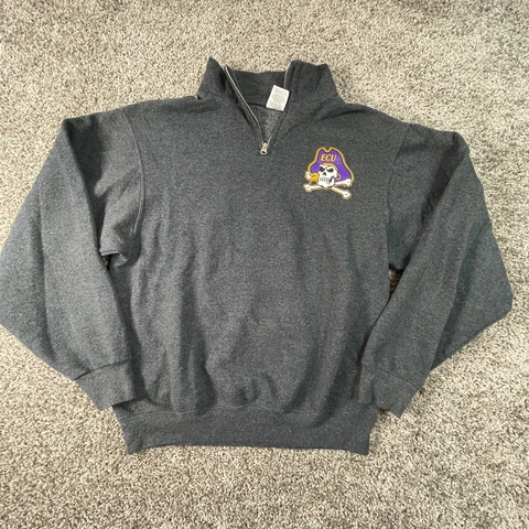 Eastern Carolina Pirates Sweater Womens Medium Gray Zip Sweatshirt Ladies Cover