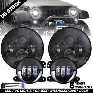 For Jeep Wrangler JK 2007-2018 Combo DOT 7'' LED Headlights Turn Fog Lights Kits - Bild 1 von 22