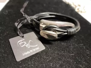 E&L Electroform Sterling Silver Leather Wrap Israel Bracelet 7" (G545) - Picture 1 of 7