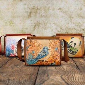 Genuine Leather Crossbody Bag for Women Hand Painted Leather Handmade Crossbody - Picture 1 of 19