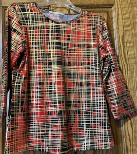 Peter Nygard rot/gold/schwarz ausgefallenes Top Gr. M - Bild 1 von 5