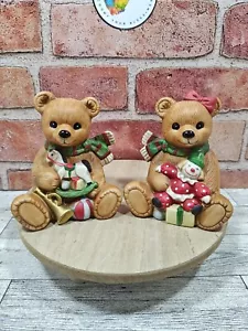 Home Interior Vintage Homco Christmas Teddy Bears Pair 5251 - Picture 1 of 7