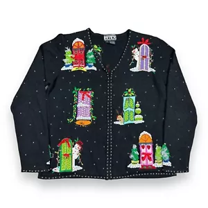 Suéter Berek 2 Takako Sakon con cuentas puertas de Navidad manga larga con cremallera completa talla S - Imagen 1 de 9