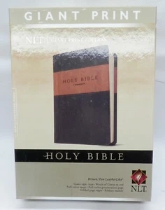 Tyndale New Living Translation NLT GIANT PRINT Brown/Tan Leatherlike w/Box - Imagen 1 de 6