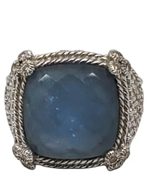Anillo Judith Ripka de plata esterlina facetada piedra azul y circonita cúbica talla 10 #22426 Foto 1 de 4