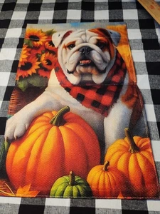 Sackleinen 11x17 Gartenfahne Herbst Bulldogge - Bild 1 von 1