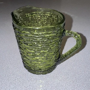 Vtg 1960s Anchor Hocking Avocado Green Soreno Textured Glass Creamer Replacement - Picture 1 of 7