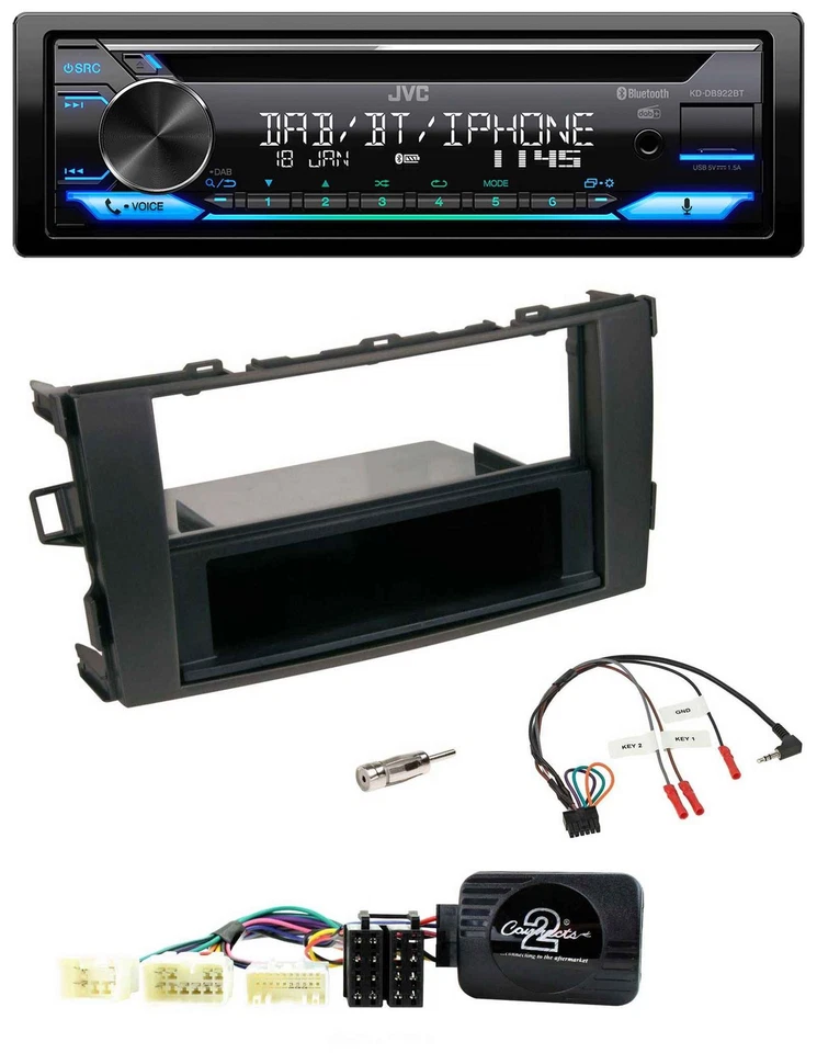 JVC Bluetooth Lenkrad USB DAB CD Autoradio für Toyota Auris 2007-2011 schwarz - Bild 1 von 4
